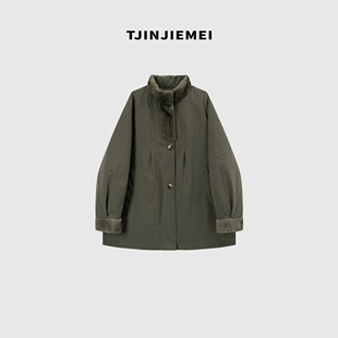 25267 设计感水貂拼接风衣鹅绒服ERF2509 T井姐妹 费洛蒙