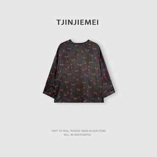 CS2602 设计感复古提花100桑蚕丝衬衫 266661 小福马 T井姐妹