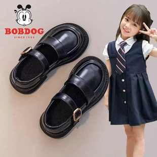 真皮女童黑色英伦小皮鞋2025春秋新款儿童软底皮鞋小女孩jk公主鞋