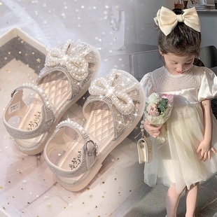 女童真皮凉鞋2026夏季儿童公主凉鞋软底包头女宝宝鞋子夏季水晶鞋