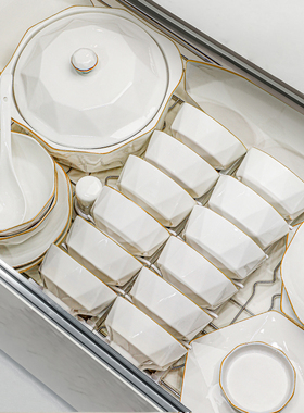 碗碟套装家用2025新款景德镇高颜值陶瓷骨瓷餐具套装碗筷碗盘乔迁