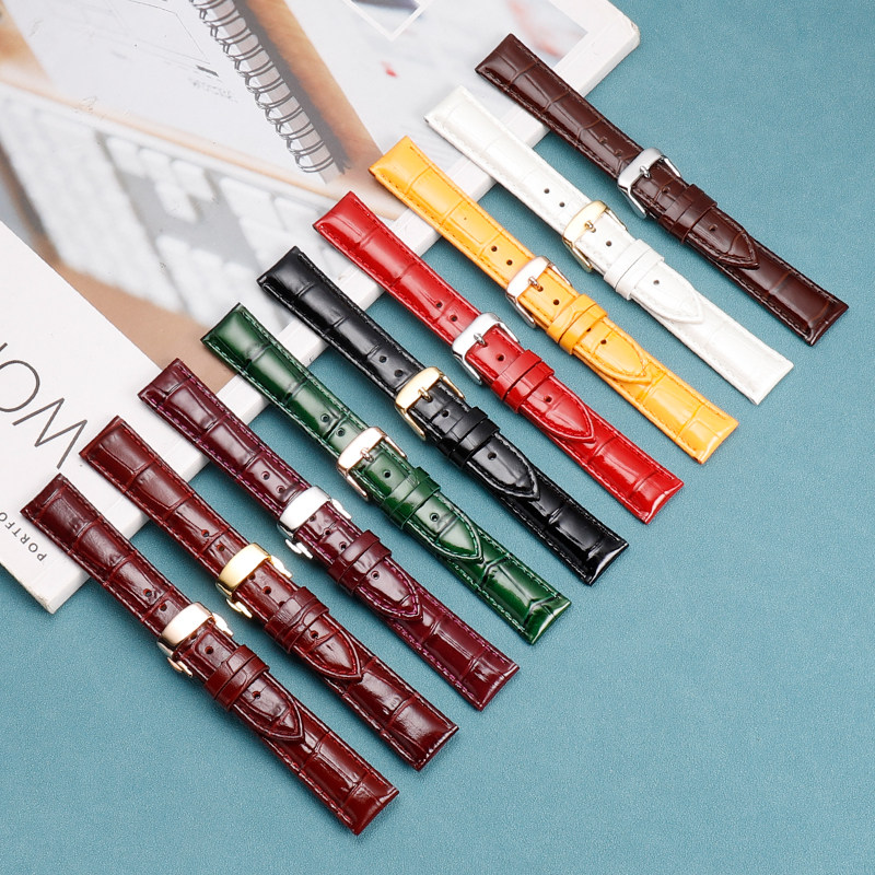 手表带女光漆皮亮面皮表带适配uess铁达时卡梭西铁城美度贝伦赛丽