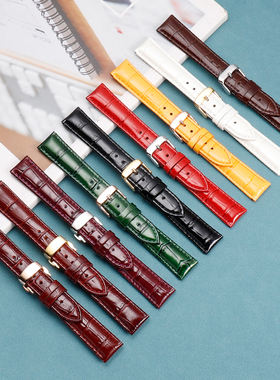 手表带女光漆皮亮面皮表带适配uess铁达时卡梭西铁城美度贝伦赛丽