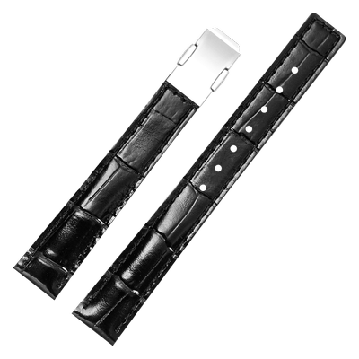 适用精工LUKI手表带牛皮 酒红色真皮表带SRP873SSA894 女表折叠扣