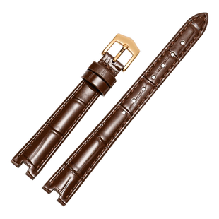 适用Tissot天梭1853嘉丽小美人手表女T126010A凹口真皮手表带12mm