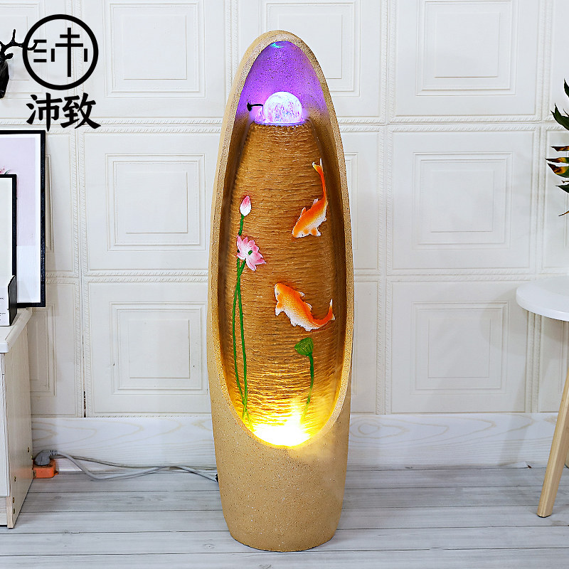 年年有鱼欧式流水喷泉开业招财摆件客厅落地水景叠水瀑布加湿器