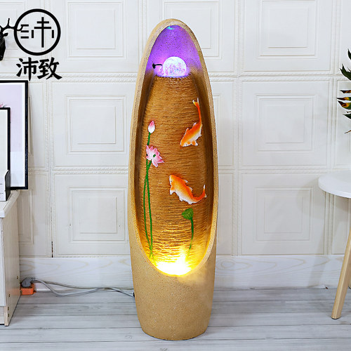 年年有鱼欧式流水喷泉开业招财摆件客厅落地水景叠水瀑布加湿器