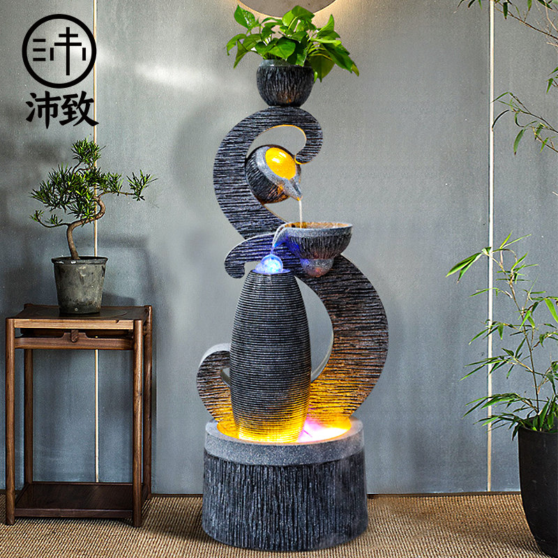 天鹅之恋欧式流水喷泉摆件开业招财水景客厅落地现代室内加湿器