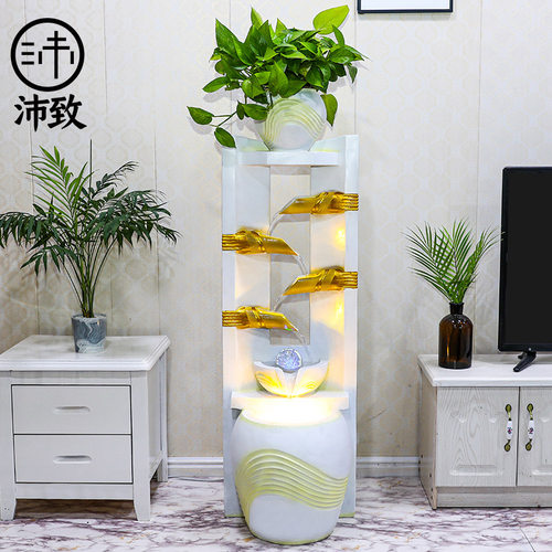 节节高升欧式流水喷泉落地摆件客厅叠水瀑布开业招财水景加湿器