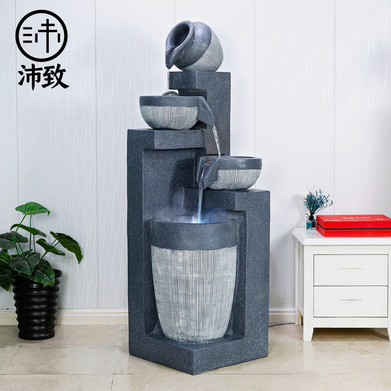 欧式流水喷泉摆件客厅落地开业招财水景叠水瀑布现代办公室加湿器