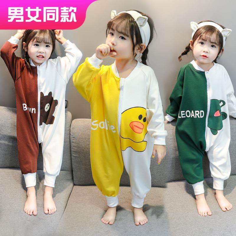 。韩婴幼儿春秋可爱连体衣服薄款夏季男女童睡衣1-2-3岁宝宝棉哈