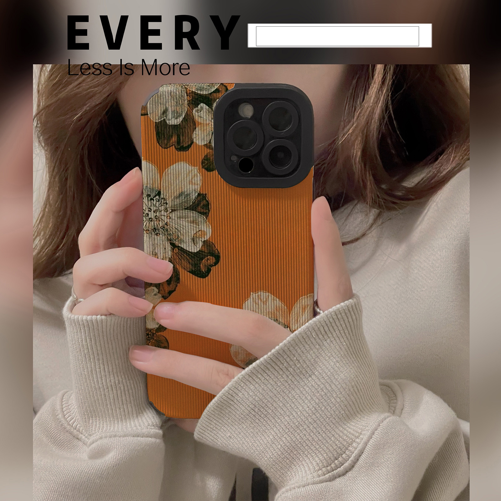 橙底花朵硅胶适用小米全包防摔