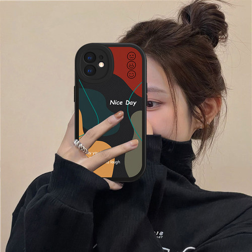 适用苹果手机壳高档皮质莫兰迪色