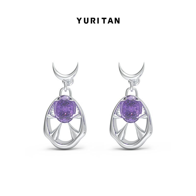 YURITAN甲虫爪镶紫钻耳环 新生系列