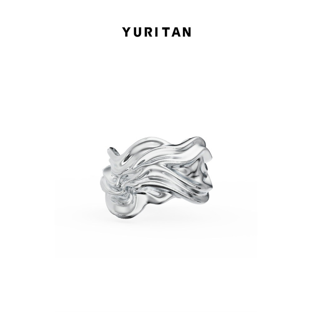 YURITAN水波纹开口戒指深海系列原创设计情侣款个性戒指现货秒发