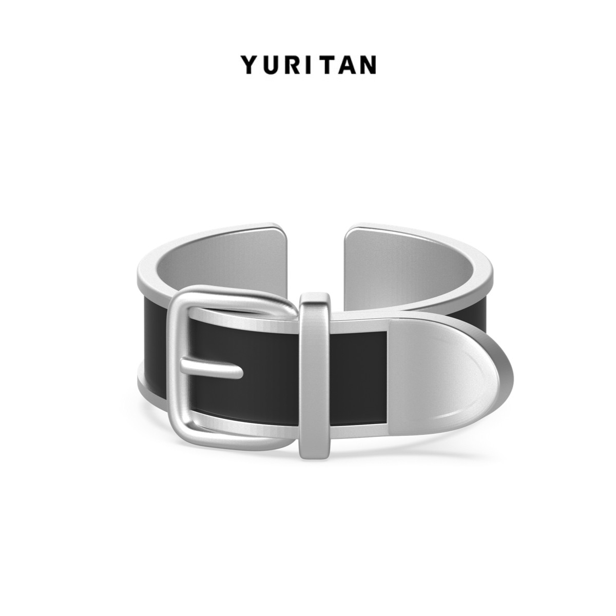 此沙同款YURITAN2026春夏皮带扣黑釉开口戒指甜酷风情侣款可调节