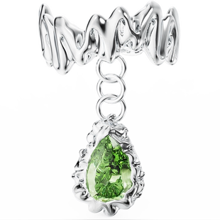 YURITAN海洋水波纹滴钻开口戒指原创设计镀金镶嵌宝石女戒可调节