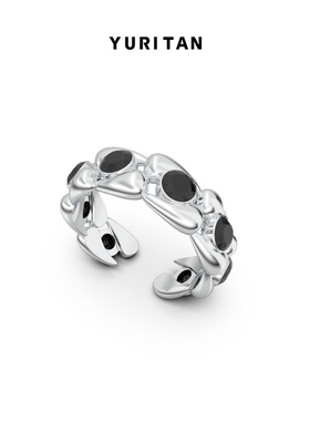 YURITAN海洋系列海蝎爪镶钻戒指镀金情侣款镶嵌宝石开口戒可调节