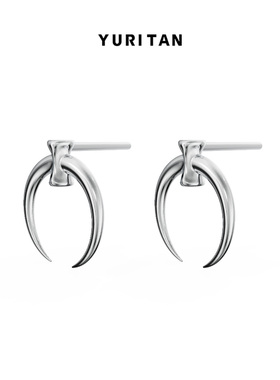 YURITAN鲨鱼骨环耳钉深海系列原创设计情侣款银针现货耳饰