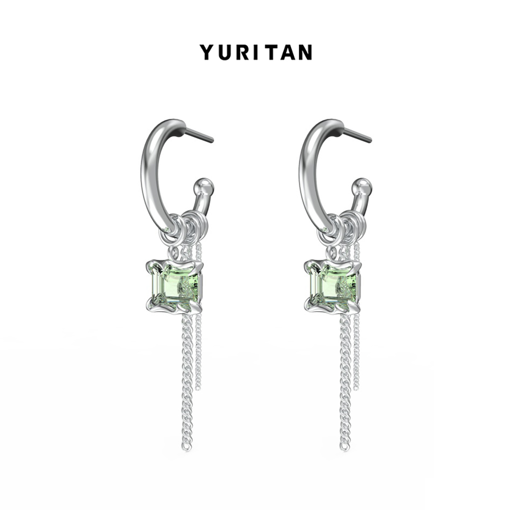 yuritan甜酷风女流苏锆石耳环