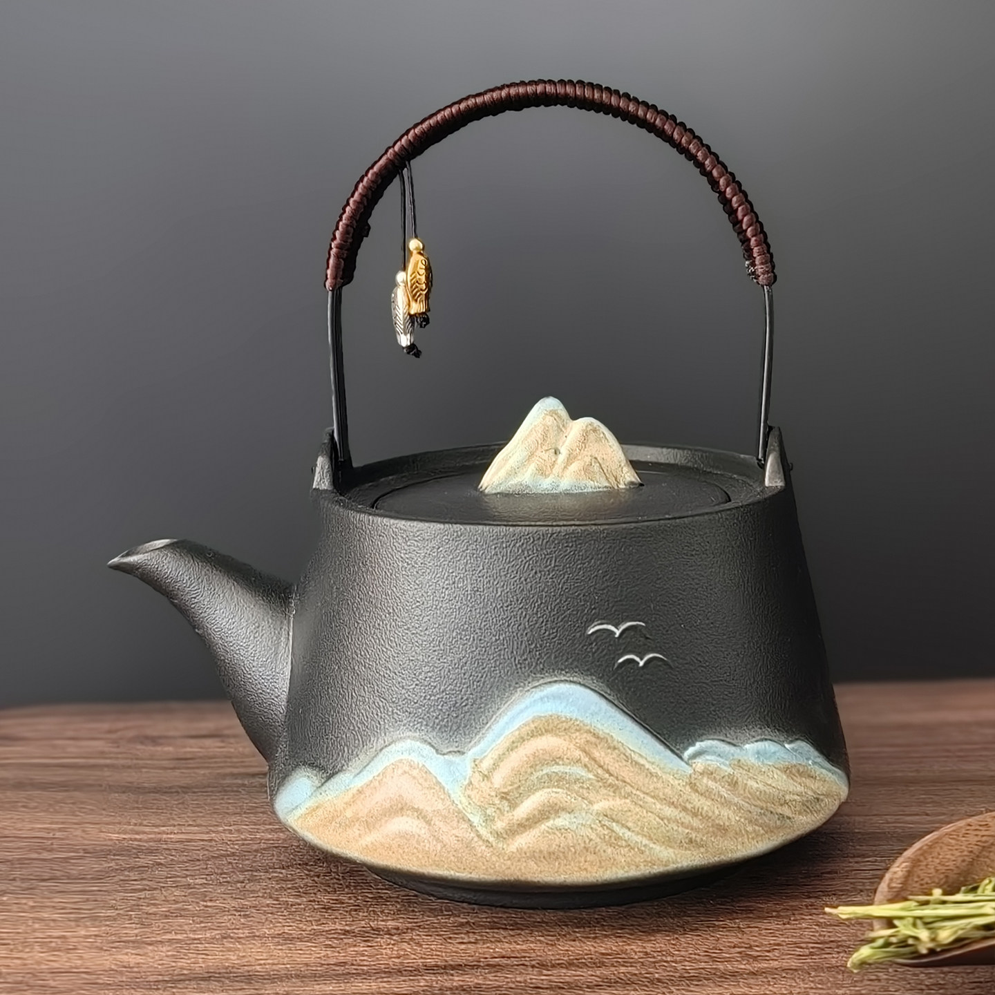 陶瓷茶壶大容量茶水壶900ml泡茶壶茶水分离提梁壶单壶功夫泡茶具