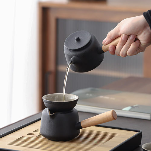 陶瓷防烫实木侧把壶简约功夫茶具