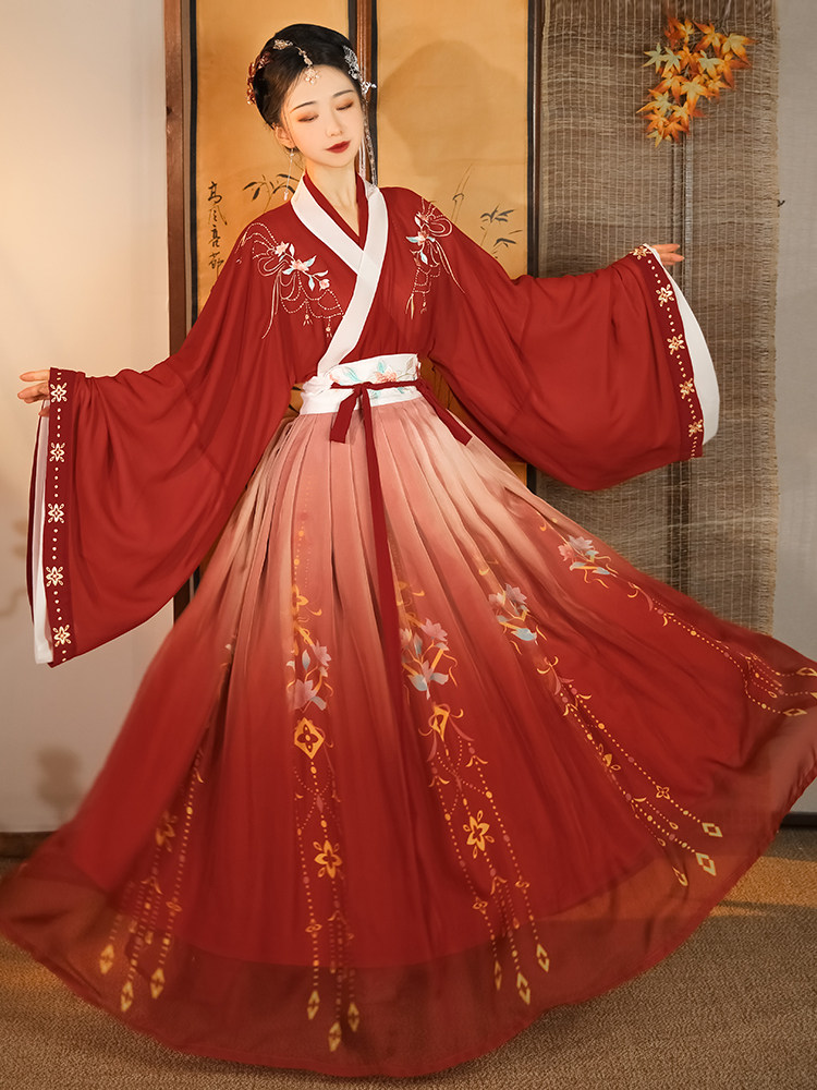 云芳晴绾星辰汉服女中国风原创正品刺绣6米摆对襟齐腰襦裙非古装