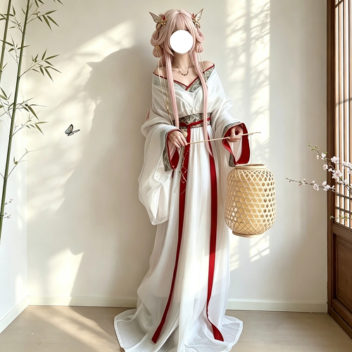 原创汉服套装女白色战国袍cosplay王者荣耀公孙离古装中国风超仙