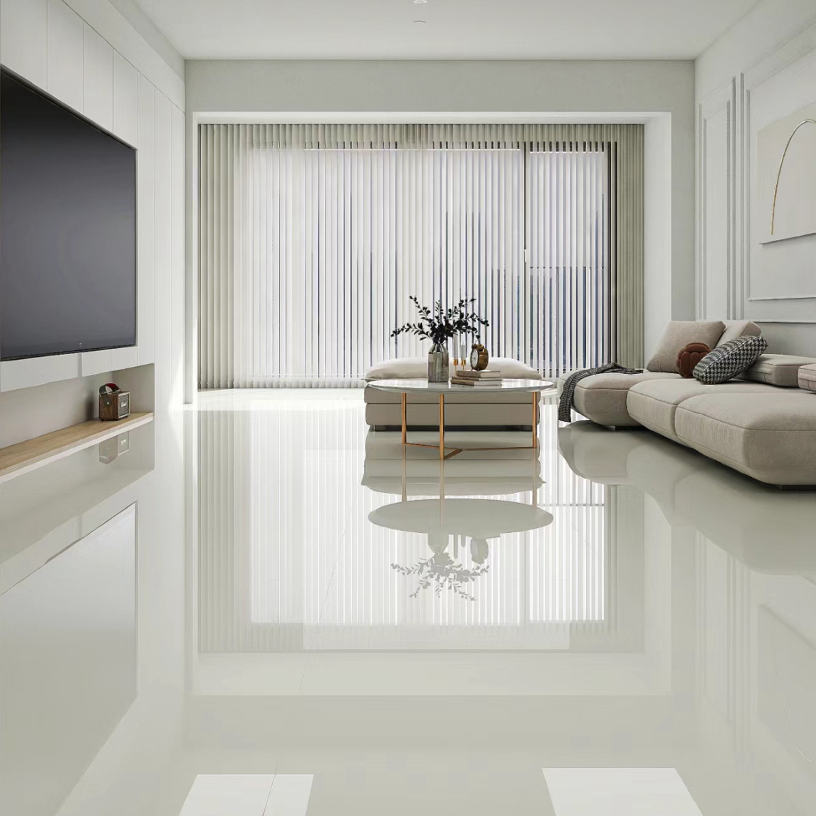 亮光奶油白瓷砖800x800客厅地砖卫生间奶油黄墙砖奶油风素色砖