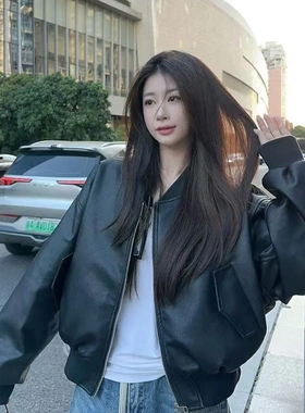 美式复古皮衣外套春秋2025新款港风小个子爆款pu皮夹克机车上衣