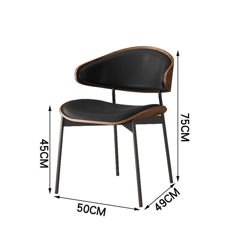 现代简约复古休闲商业主题餐厅餐椅北欧咖啡厅伊姆斯黑色真皮椅子
