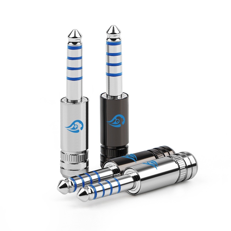 倾音坊蒂铜极光镀銠4.4插头 蒂铜镀佬金砖黑砖4.4平衡插头