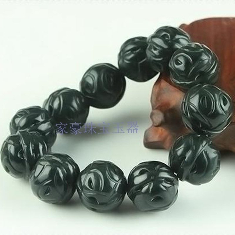 新疆和田玉手串珠宝玉石青玉核桃手串男款转运配饰手链首饰品