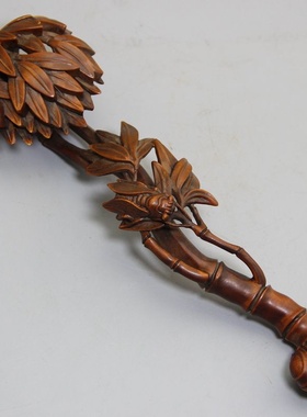 古玩杂项收藏木质工艺品黄杨木调课知了做旧杂件家居摆件