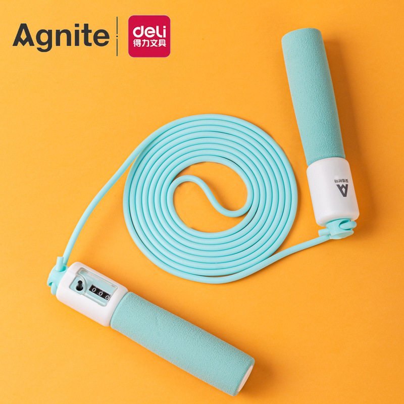 得力F4103机械计数跳绳泡棉海绵手柄2.8米跳绳学生中考练习绳