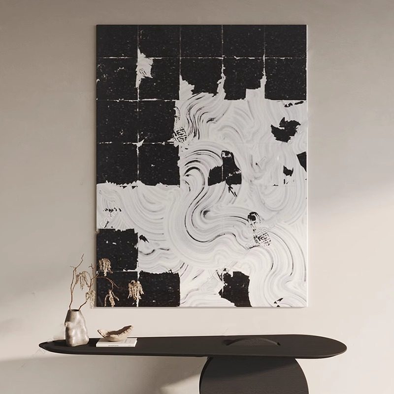 现代简约抽象黑白艺术装饰画客厅沙发背景墙挂画简约玄关过道壁画