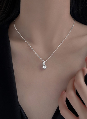 新款s999纯银复古气质福袋项链女幸运钱袋锁骨链民族风国风毛衣