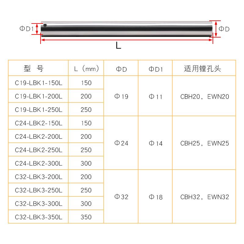 钨钢精镗抗震刀杆LBK合金精镗刀杆C19 24 32