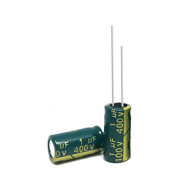 厂家直供 铝电解电容400V1UF 6X12mm高频低阻 直插电容 电源常用