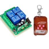 远程距离电机灯具直流12V无线遥控开关模块接收器一拖二4路学习型