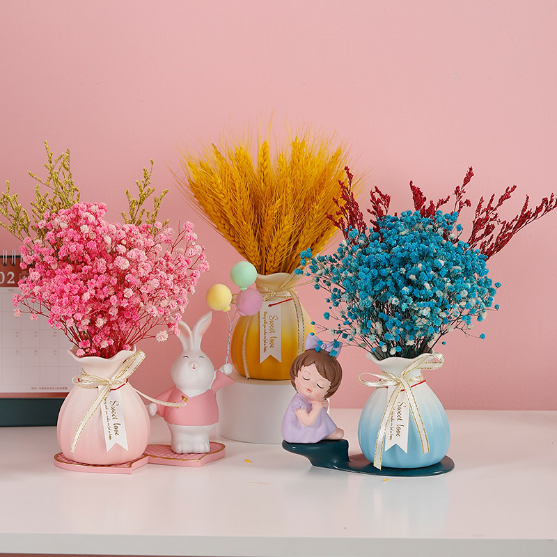 兔子桌面花瓶摆件客厅插花麦穗满天星干花电视柜家居装饰现代简约,家居饰品,花瓶,淘宝优惠券,粉丝福利购,淘宝优惠卷