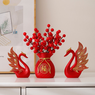 福袋花瓶麦穗干花红果客厅柜子摆件高端大气上档次桌面装饰品