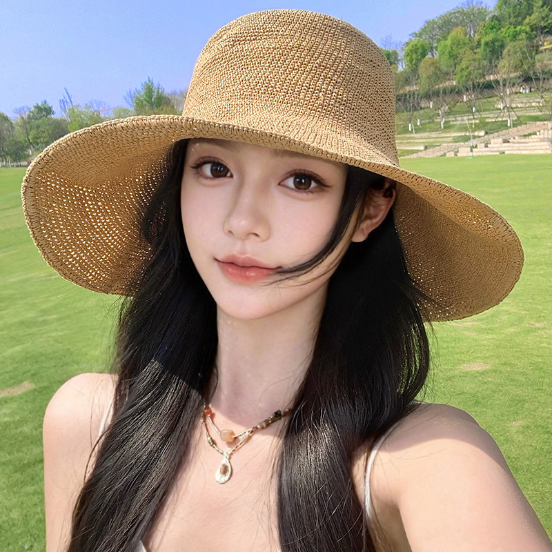 手工草帽女2026新款夏季大帽檐草编遮阳帽海边度假沙滩防晒太阳帽