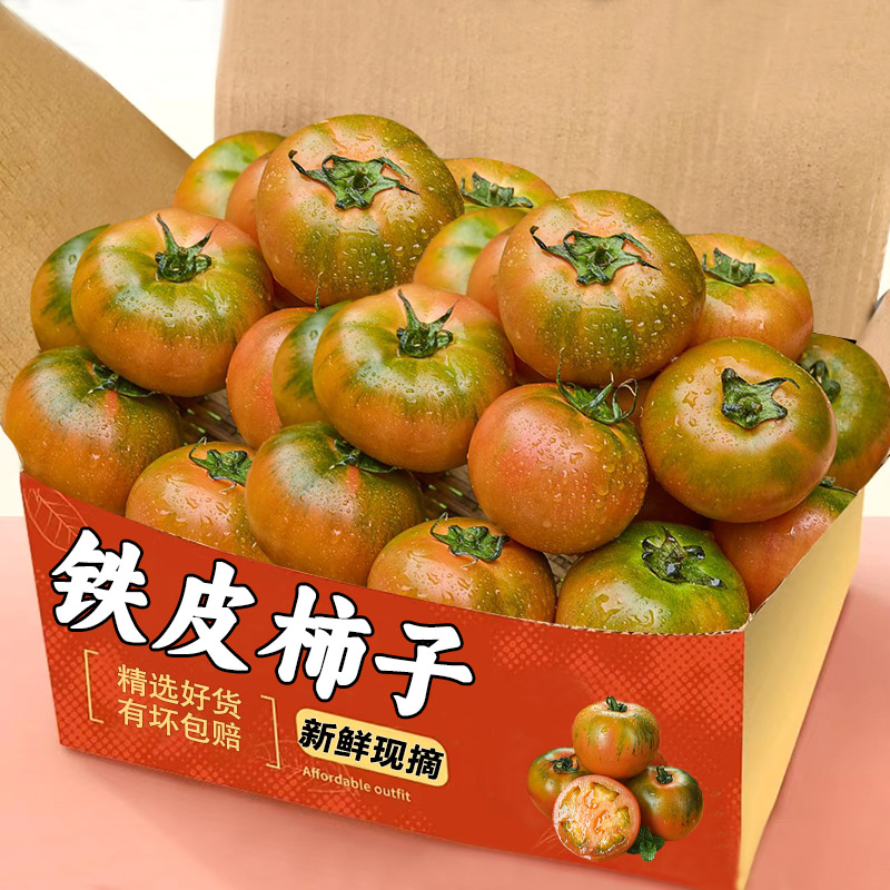 2025新鲜现摘铁皮柿子5斤整箱包