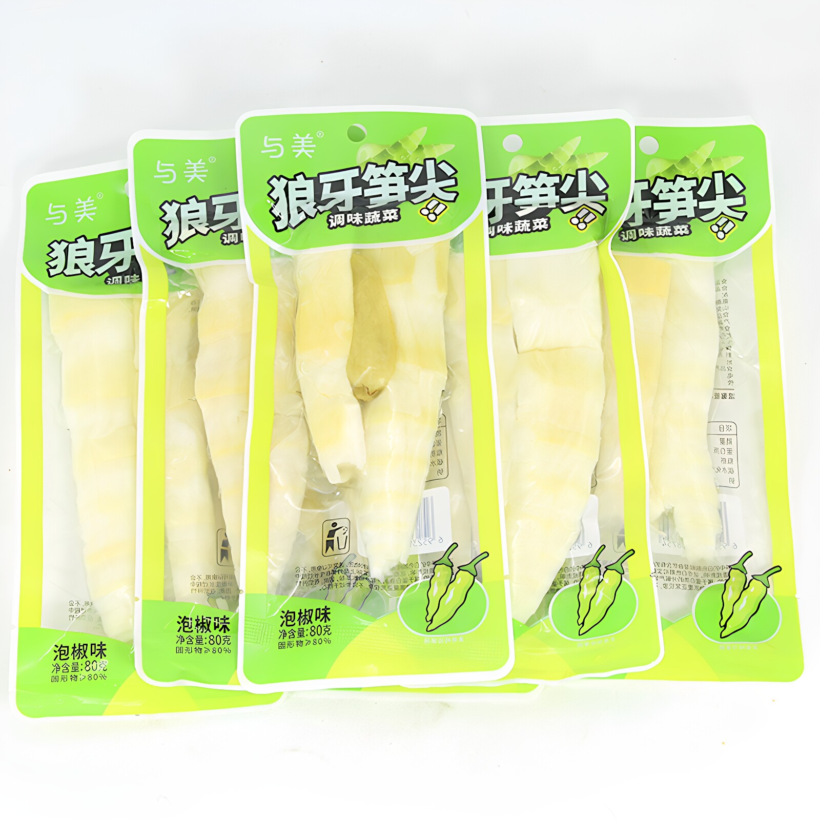 与美狼牙笋尖80g大根泡椒味竹笋开袋即食山椒下酒菜休闲小吃零食
