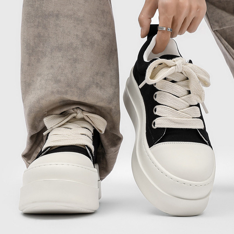 【轻奢品质】2026新款透气百搭休闲板鞋厚底帆布鞋男ins潮小白鞋,流行男鞋,休闲板鞋,淘宝优惠券,粉丝福利购,淘宝优惠卷