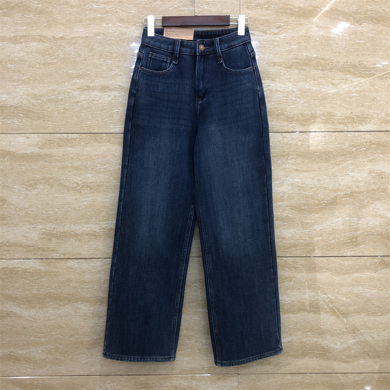 欧洲站红提子直筒牛仔裤加绒冬款