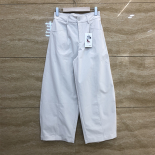 欧洲站如衣姑娘正品 女 2602米白色阔腿弯刀宽松显瘦纽扣休闲运动裤