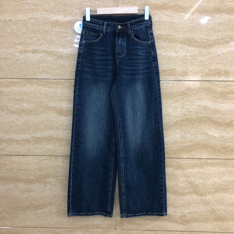 四面弹牛仔阔腿裤女宽松显瘦秋款