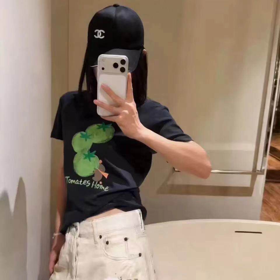 欧洲站2026夏季新款蔬菜印花修身显瘦时尚百搭减龄短袖T恤女潮